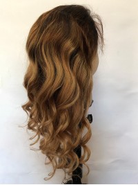 Ombre Long Wavy Lace Front Human Wigs With Baby Hair