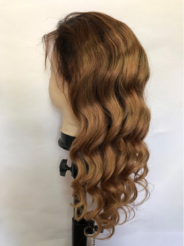 Ombre Long Wavy Lace Front Human Wigs With Baby Hair