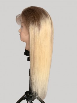 Ombre Long Straight Lace Front Human Wigs With Bab...