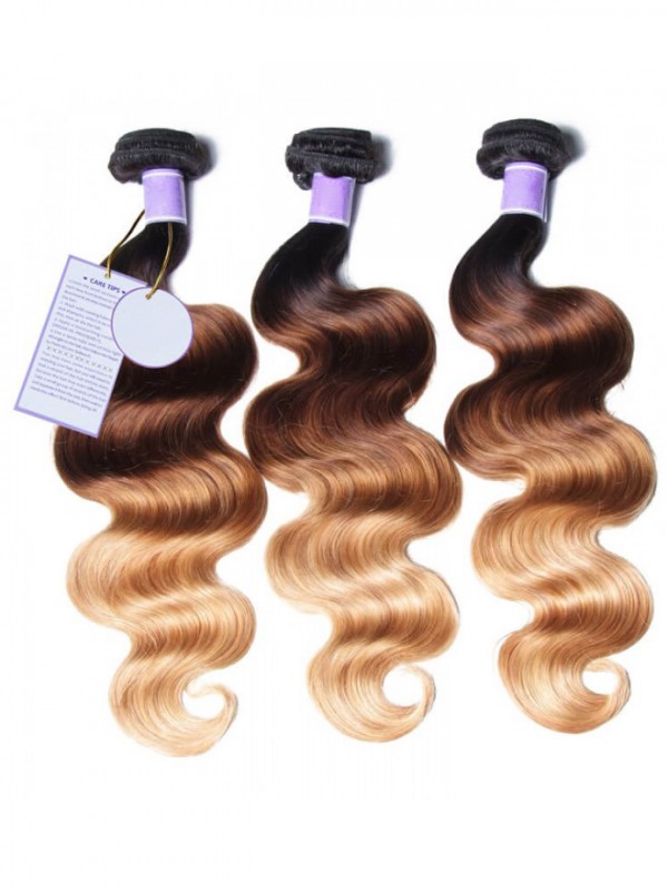 3 Bundles Three Tone Ombre Body Human Virgin Hair