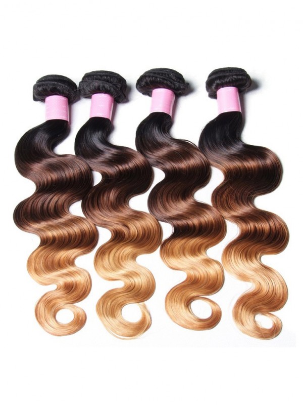 Human Virgin Hair 4pcs/pack Three Tone Ombre Body Wave Hair