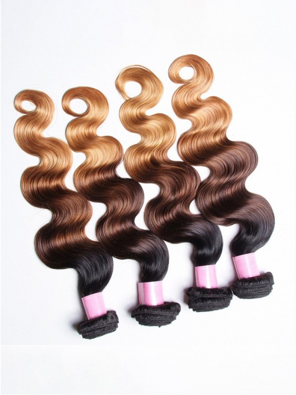 Human Virgin Hair 4pcs/pack Three Tone Ombre Body Wave Hair