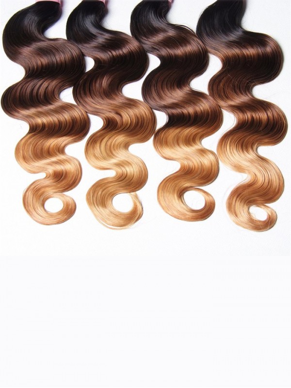 Human Virgin Hair 4pcs/pack Three Tone Ombre Body Wave Hair