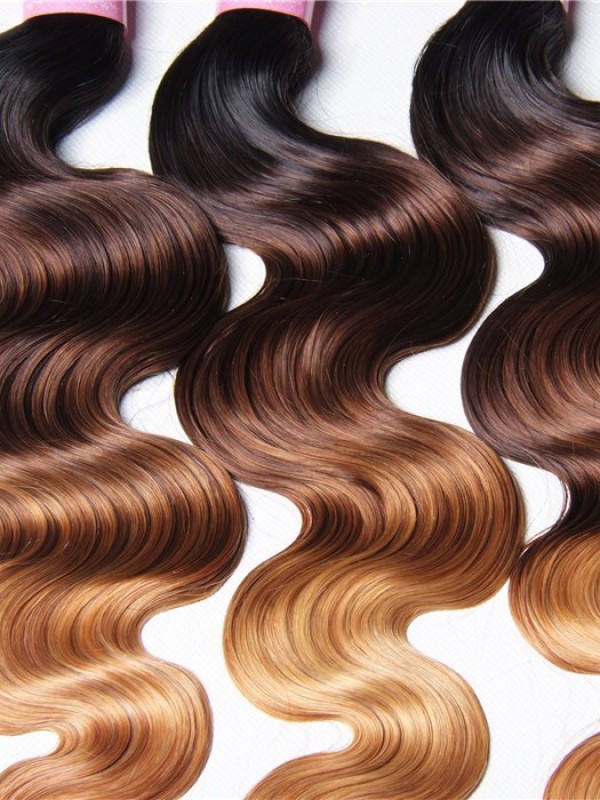 Human Virgin Hair 4pcs/pack Three Tone Ombre Body Wave Hair