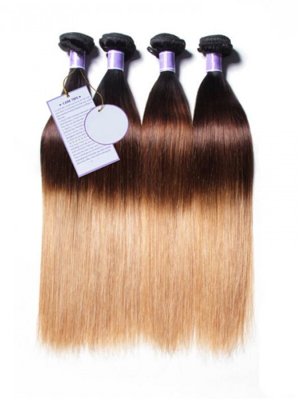 4 Bundles T1B/4/27 Ombre Straight Human Virgin Hair