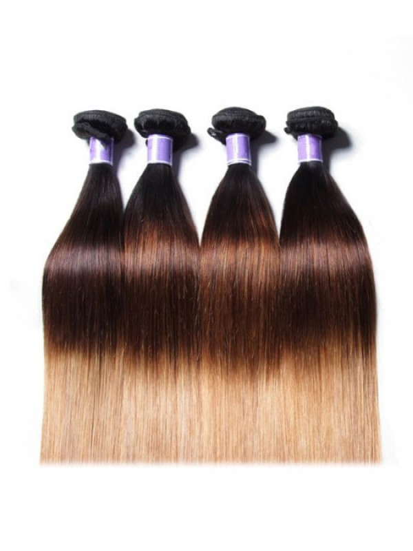 4 Bundles T1B/4/27 Ombre Straight Human Virgin Hair