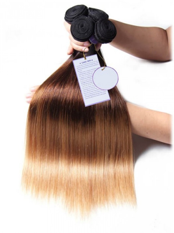 4 Bundles T1B/4/27 Ombre Straight Human Virgin Hair