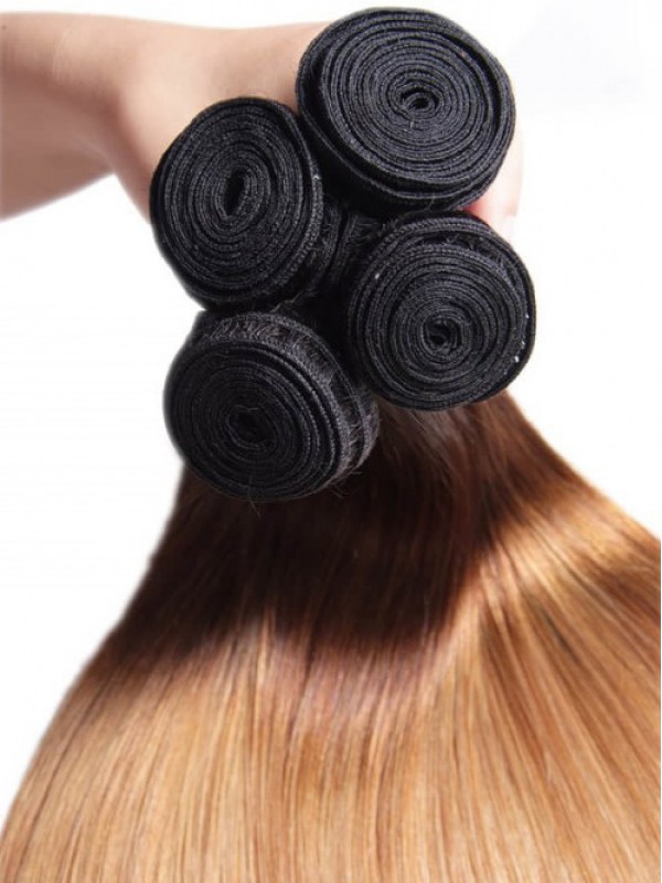 4 Bundles T1B/4/27 Ombre Straight Human Virgin Hair