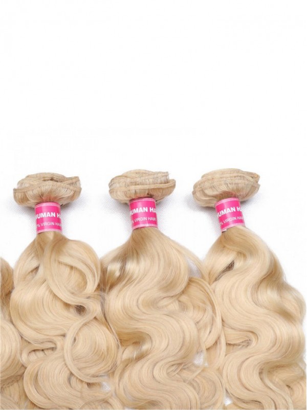 613 Blonde Virgin Human Hair Wave 4 Bundles Body Wave Hair Weft