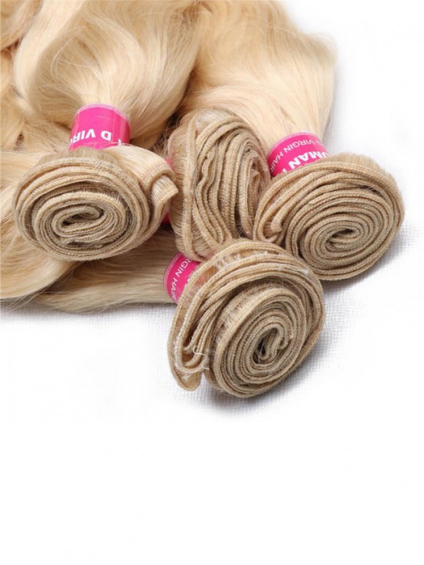 613 Blonde Virgin Human Hair Wave 4 Bundles Body Wave Hair Weft