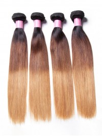 4 Bundles Three Tone Ombre Straight Human Virgin Hair Weaving