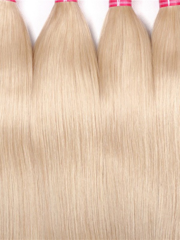 4Pcs 613 Blonde Hair Weave Bundles 16-24 Inch Straight Virgin Human Hair