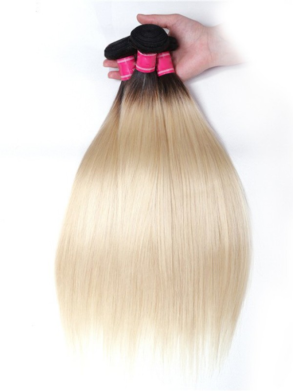 3 Bundles T1b/613 Color Ombre Hair 100% Virgin Human Hair Weaves