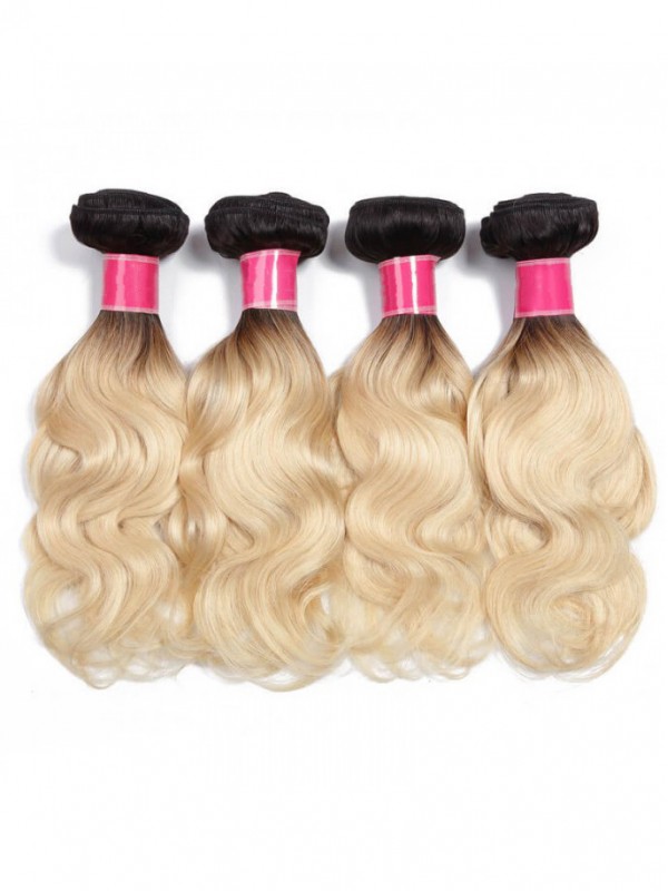 4 Bundles T1b/613 Ombre Blonde Hair 100% Virgin Human Hair Body Wave Hair Weave