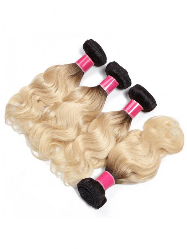 4 Bundles T1b/613 Ombre Blonde Hair 100% Virgin Human Hair Body Wave Hair Weave