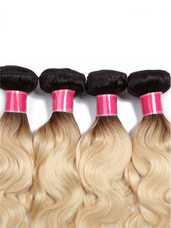 4 Bundles T1b/613 Ombre Blonde Hair 100% Virgin Human Hair Body Wave Hair Weave