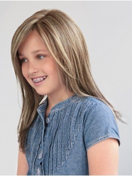 Girl's Long Blonde Straight Hair Wig