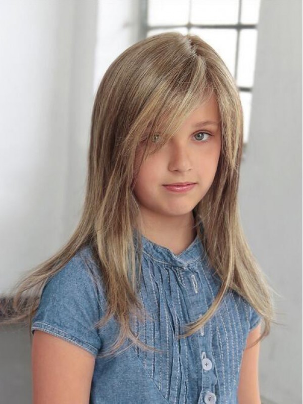 Girl's Long Blonde Straight Hair Wig