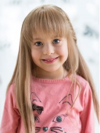 Little Girl's Long Angle Hair Straight Wig With Bangs