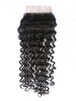 Virgin Hair Closure Free Part Deep Wave Lace Closu...