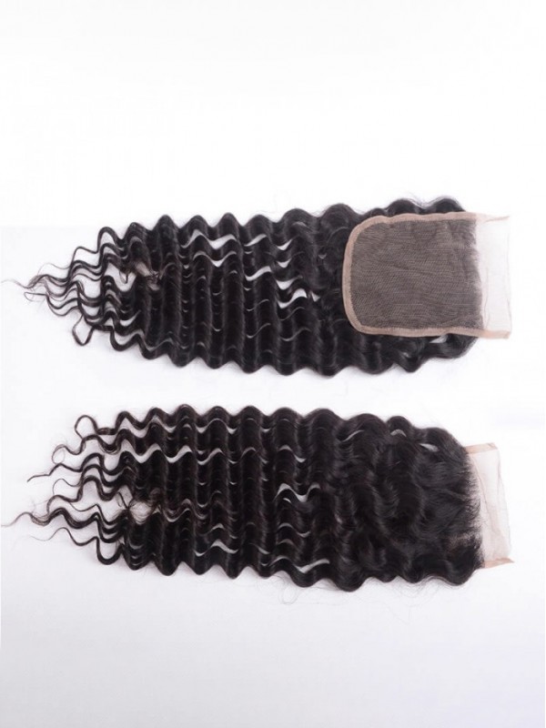 Virgin Hair Closure Free Part Deep Wave Lace Closure