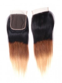 1PC T1B/4/27 Ombre Color Lace Closure Free Part Straight Human Hair