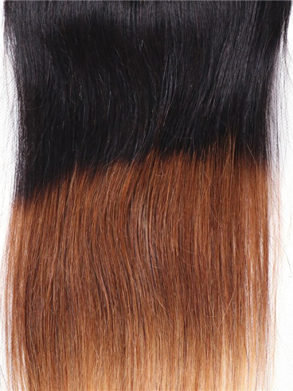 1PC T1B/4/27 Ombre Color Lace Closure Free Part Straight Human Hair