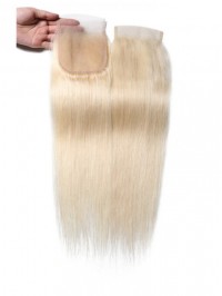 613 Blonde 4x4 Straight Virgin Human Hair Lace Closure Free Part