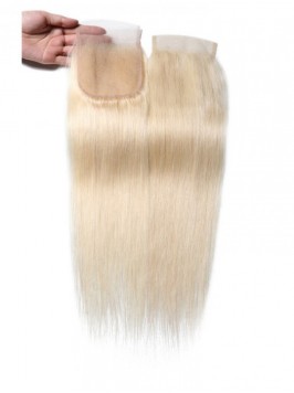 613 Blonde 4x4 Straight Virgin Human Hair Lace Clo...