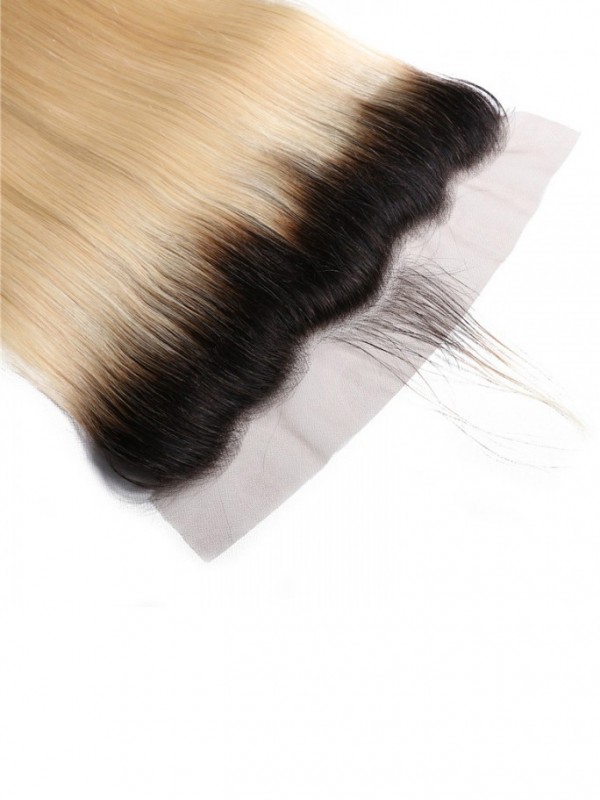 Virgin Hair Ombre Color 1B/613 13x4 Lace Frontal Closure Straight Human Hair