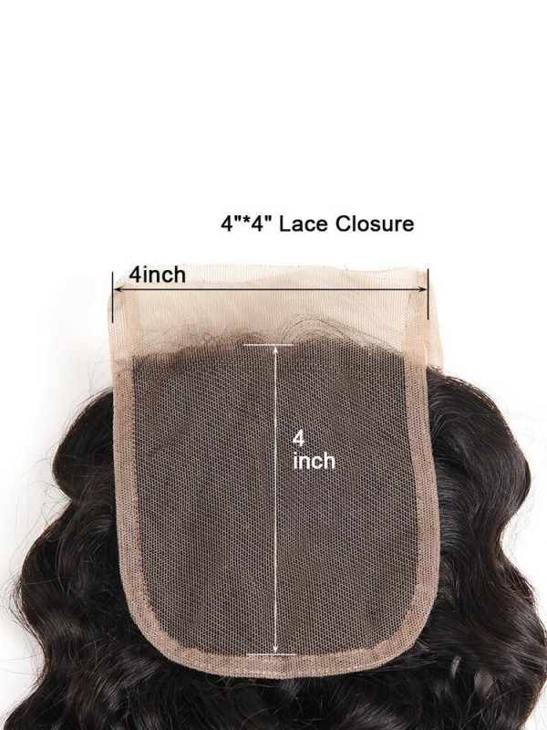 Natural Wave 4*4 Lace Closure 1pc Peruvian Human Hair