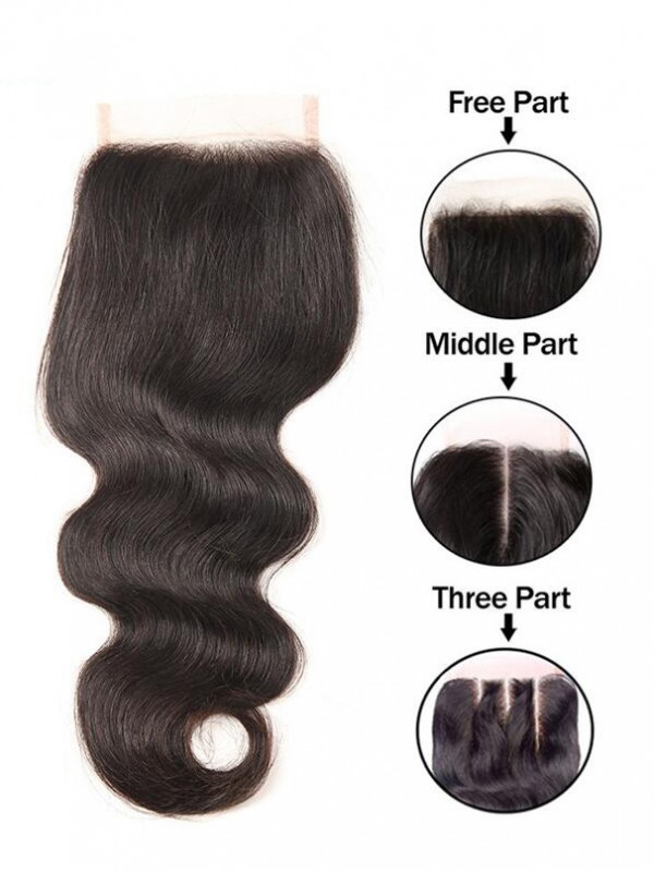 Body Wave Human Hair 4*4 lace Closure Peruvian 1pc