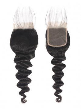 Brazilian Human Hair Loose Deep Wave 4x4 Lace Clos...