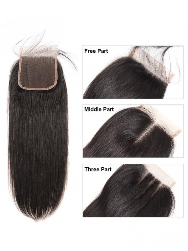 Straight 5x5 Lace Closure Brazilian Human Hair Swiss Lace Pre-Plucked