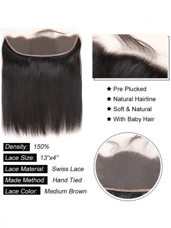Straight Human Hair 13*4 Lace Frontal Malaysian Hair