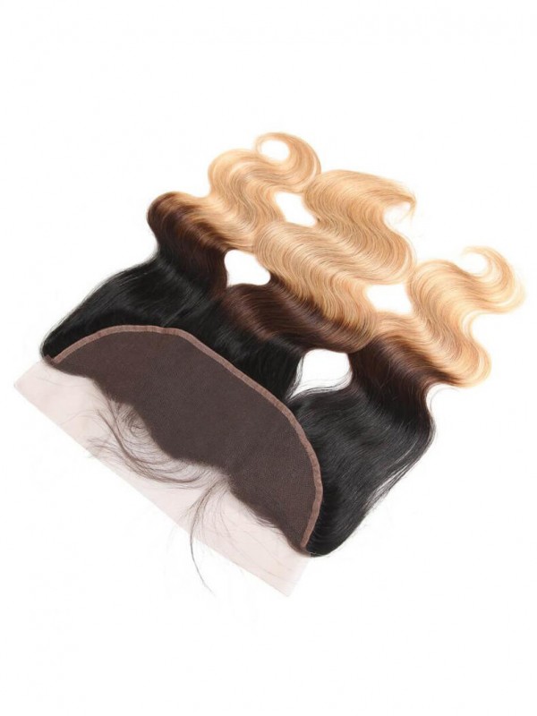 Brazilian Body Wave 13x4 Pre Plucked Lace Frontal with Baby Hair Ombre 1b/4/27