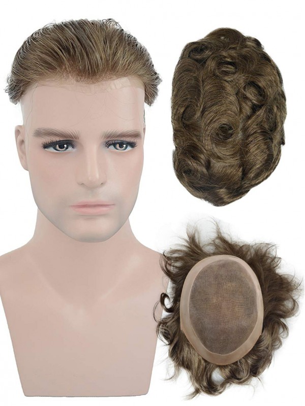 Thin Skin Toupee for Men Real Human Hairpiece