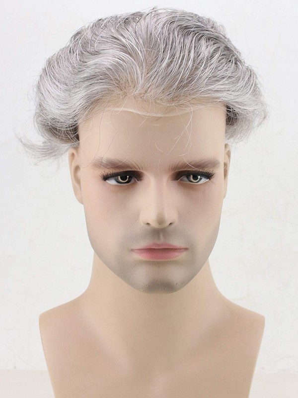 Men's Toupee 10×8 inch Human Thin Skin Hairpiece