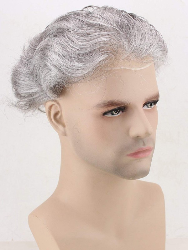 Men's Toupee 10×8 inch Human Thin Skin Hairpiece