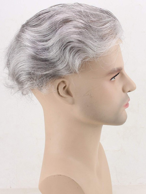 Men's Toupee 10×8 inch Human Thin Skin Hairpiece