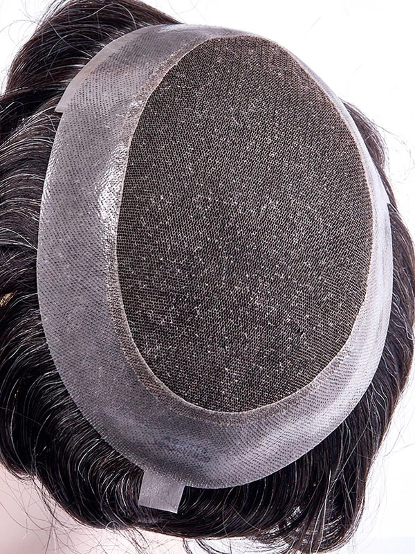 Grey Hair Men's Toupee Fine Mono