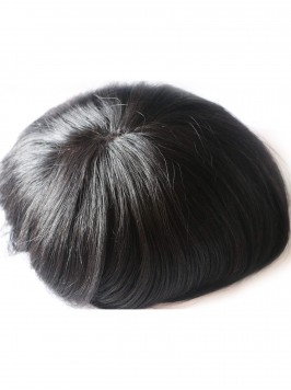 Jet Black Fine Mono Toupee Human Hair Piece