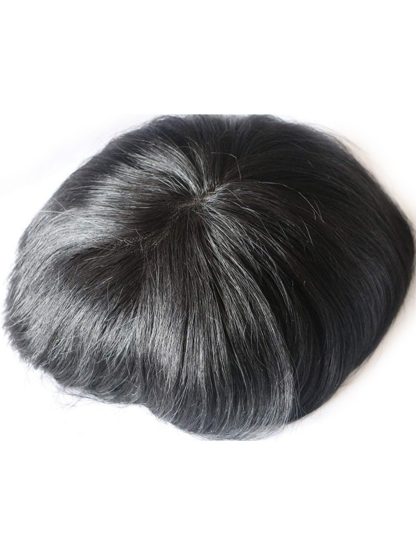 Jet Black Fine Mono Toupee Human Hair Piece