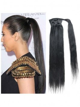 One Piece Straight Remy Human Hair Ponytail For La...