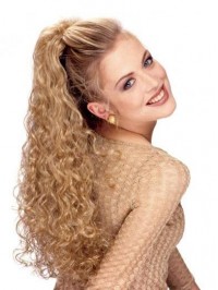 Long Caught Folder Deep Curly Synthetic Ponytail