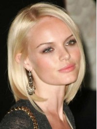 Blonde Bob Style Lace Front Human Hair Wigs With Side Bangs 10 Inches