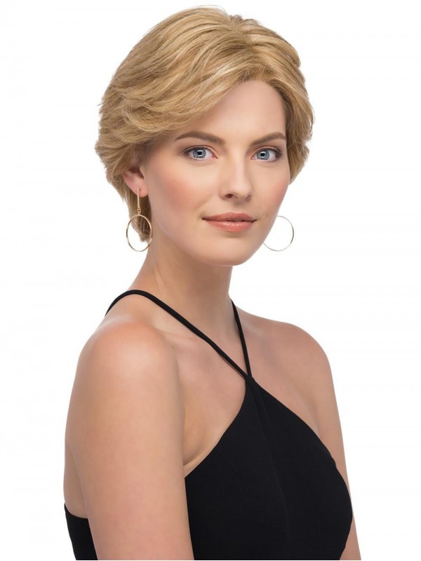 Blonde Short Straight Layered Lace Front Human Hair Wigs 6 Inches