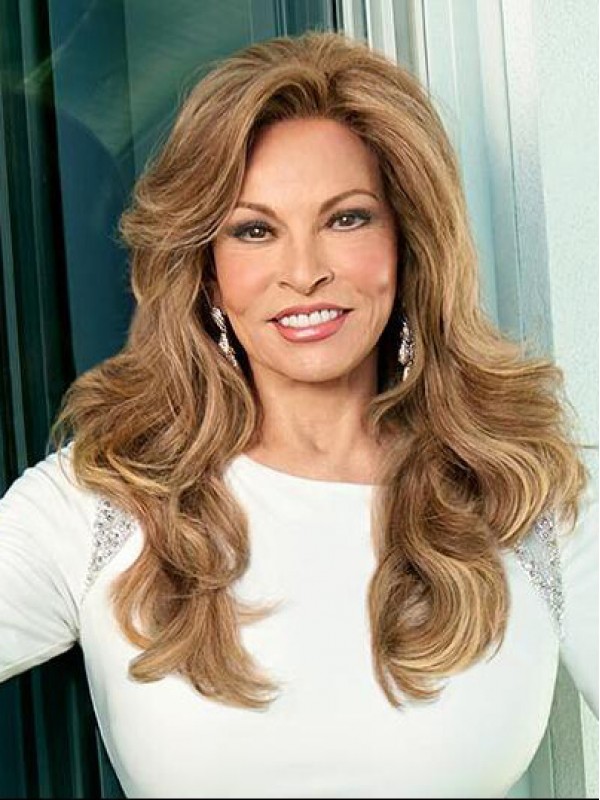 Long Wavy Brown Monofilament Human Hair Wig 20 Inches