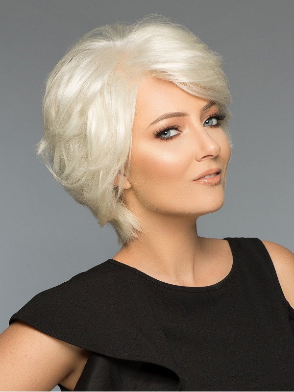 Layered Capless White Short Straight Human Hair Wigs 6 Inches