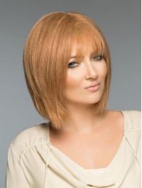 Bob Style Short Straight Full Lace Blonde Human Hair Wigs With Bangs